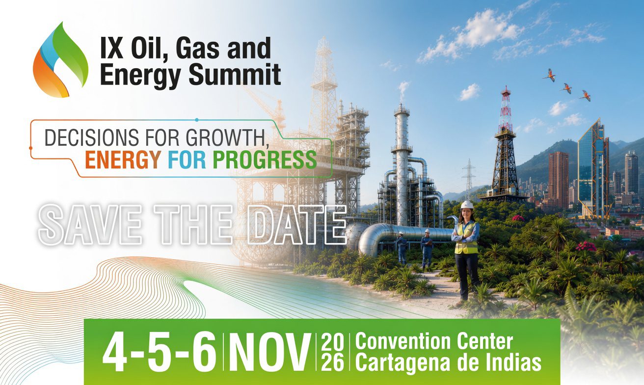 Save the Date banner for the IX Oil, Gas and Energy Summit 2026. The event will take place from November 4 to 6, 2026 at the Convention Center in Cartagena de Indias, Colombia. Theme: Decisions for Growth, Energy for Progress.