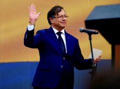 Gustavo Petro takes the oath of office as president of Colombia at Plaza de Bolívar in Bogotá on August 7, 2022. Photo courtesy of the Presidency of Colombia.