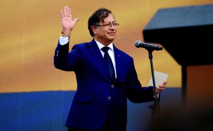 Gustavo Petro takes the oath of office as president of Colombia at Plaza de Bolívar in Bogotá on August 7, 2022. Photo courtesy of the Presidency of Colombia.