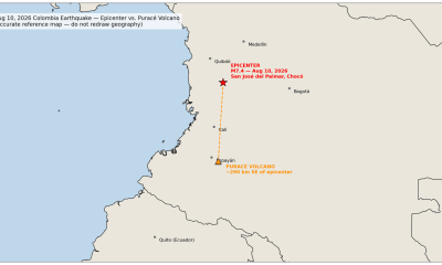The epicenter was 110km below the hamlet of San José del Palmar, Chocó.