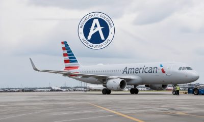 American Airlines plane with the Aeronautica Civil logo.