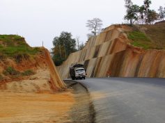 Cargo truck on a rural highway in Colombia