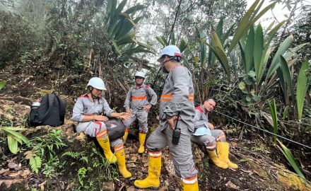 Copper Giant field crew resting on the trail during exploration work at the Mocoa project