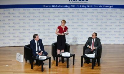Panelists on stage at the Horasis Global Meeting in Cascais, Portugal, in 2018