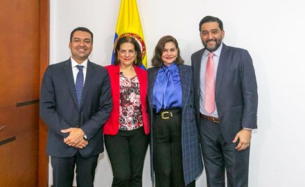 Colombia's technology minister Alexandra Falla Zerrate with the ministry's two new vice ministers and secretary general.