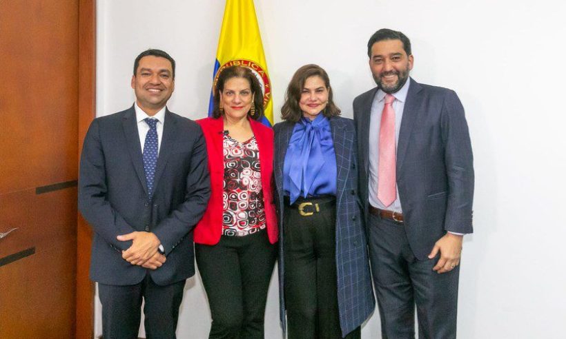Colombia's technology minister Alexandra Falla Zerrate with the ministry's two new vice ministers and secretary general.