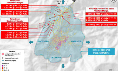 Surface plan view of the Apollo deposit showing the drill holes reported in this release along the Ramp Zone northwest and southwest margins.