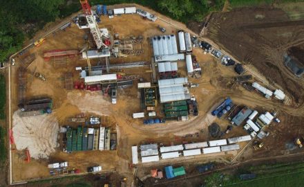 Aerial view of the Encantado-1X drill site at NG Energy's Sinu-9 block in Colombia.